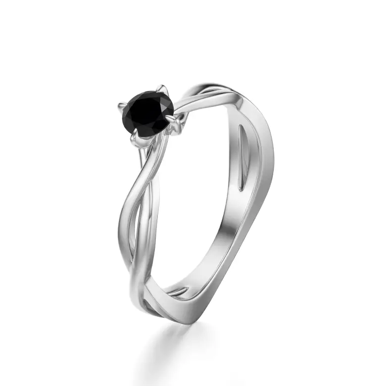 Pierścionek z czarnym diamentem białe złoto AJPZ_054 Pierścionek z czarnym diamentem białe złoto AJPZ_054